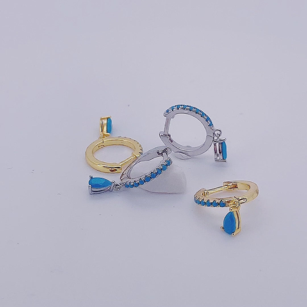 Fashion Vintage Women Turquoise Stone Dangle Hoop Earrings Jewelry