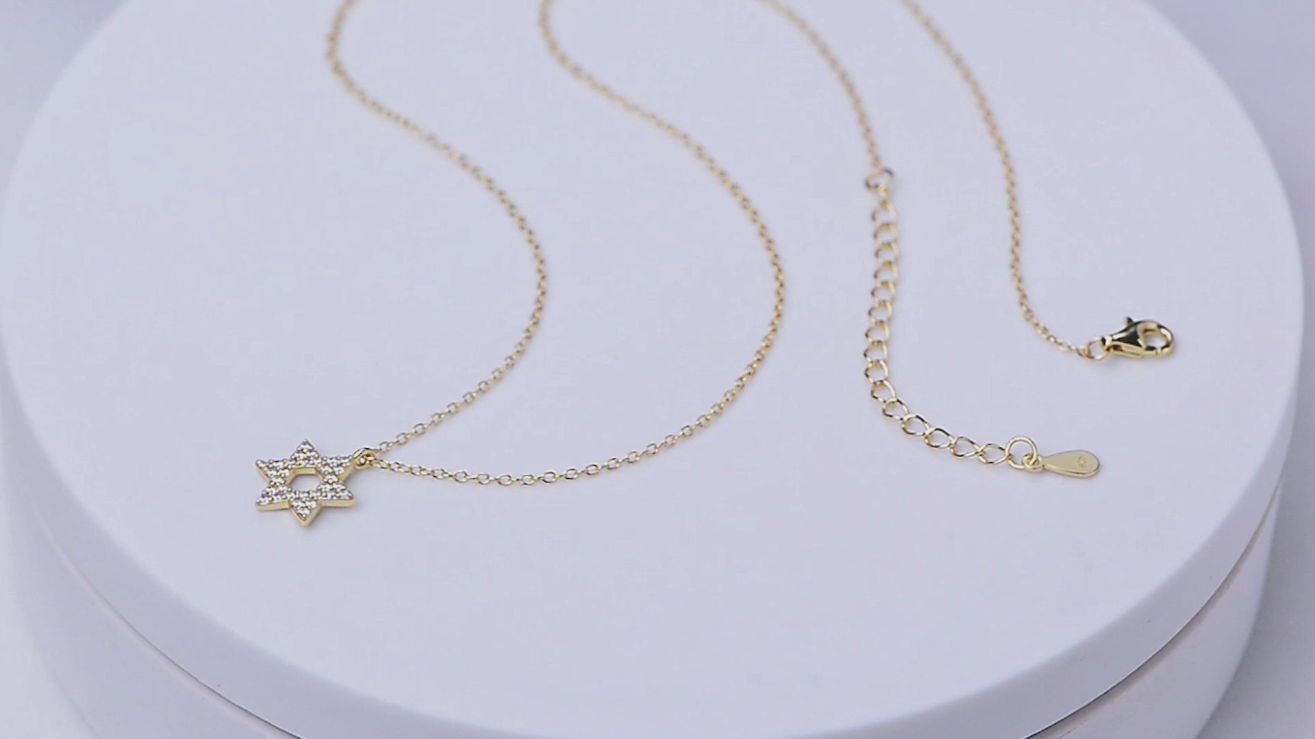 Trendy Pave Zircon Rhodium Plated Hexagonal Star Necklace