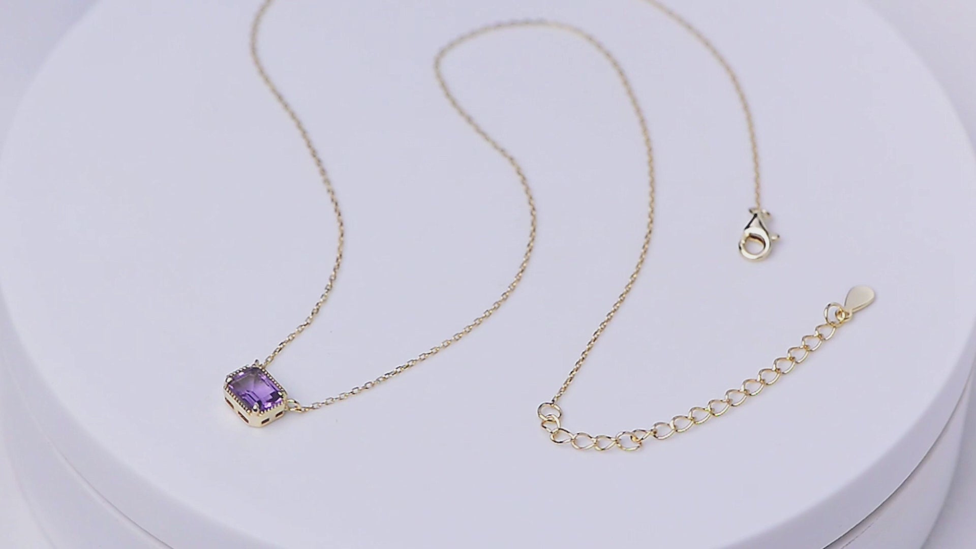 Dainty Fine Jewelry Amethyst Charm Necklace