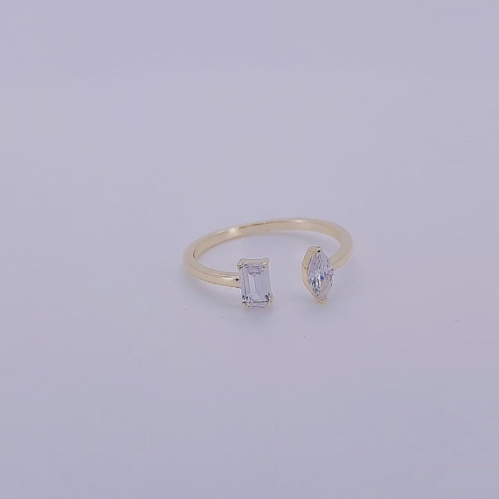 Personality Geometric Zircon Adjustable Open Ring
