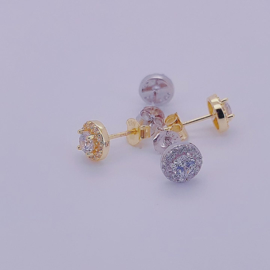 Elegant Fashion 925 Sterling Silver Jewelry Classic Round Cluster Diamond CZ Stud Earrings