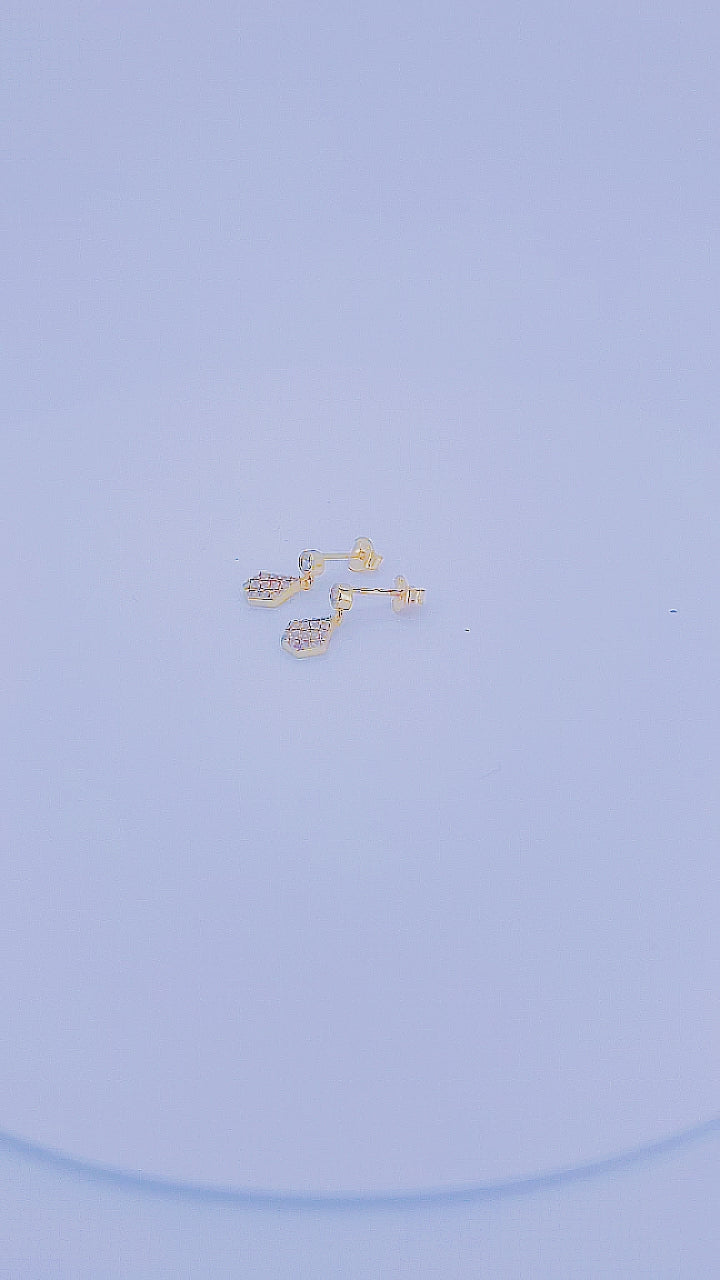 Bezel Pave Micro Zircon Irregular Polygon Charms Stud Earrings