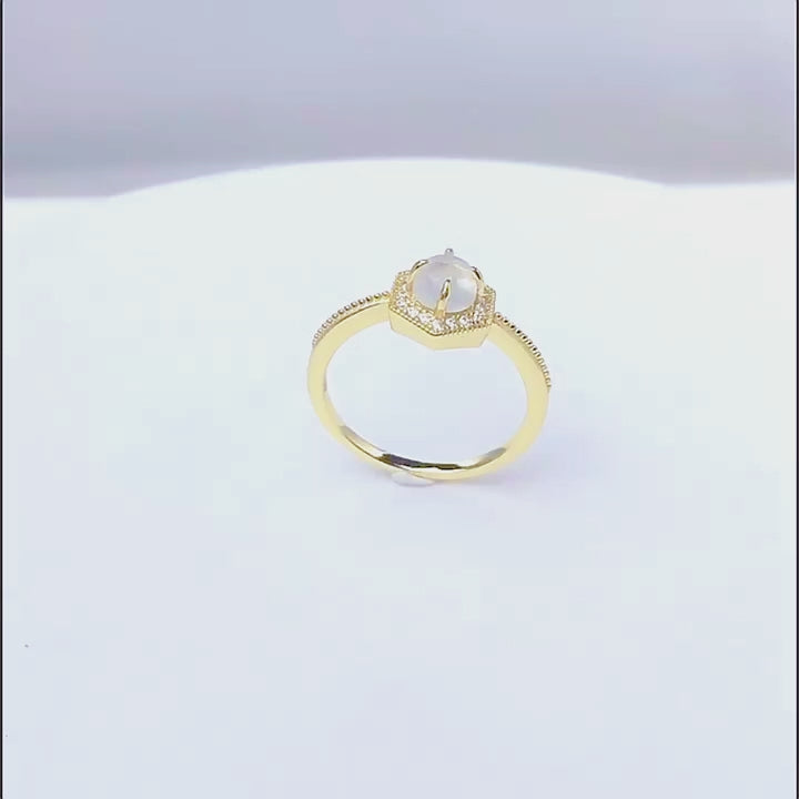 Luxury  Zircon Moonstone Ring